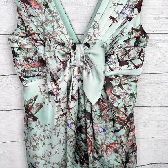 Ted Baker Womens size 1 US 4 Dragonfly Ice Blue Floral Bow Sleeveless Dress - Picture 6 of 15